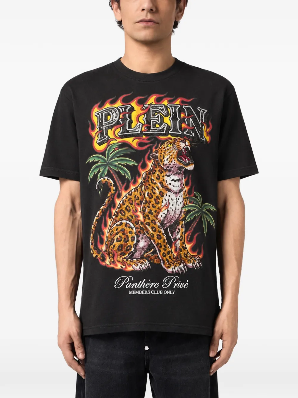 Philipp Plein round-neck T-Shirt urban jungle leopard stones Zwart