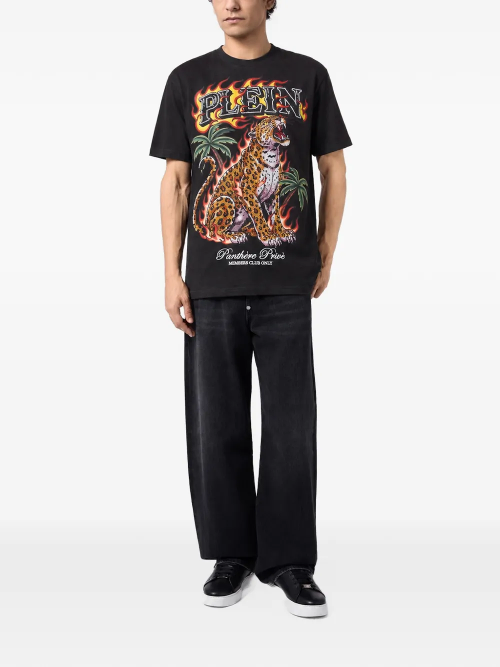 Philipp Plein round-neck T-Shirt urban jungle leopard stones Zwart