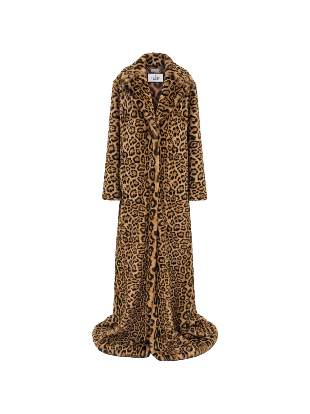 Philipp Plein super long eco mink coat leopard Bruin