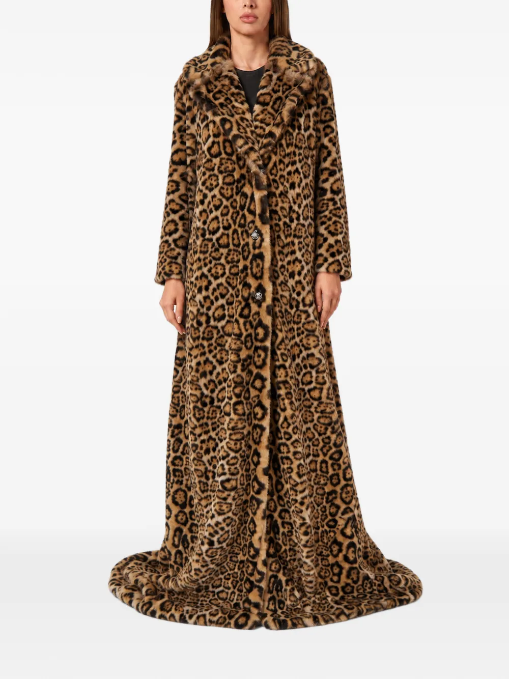 Philipp Plein super long eco mink coat leopard Bruin