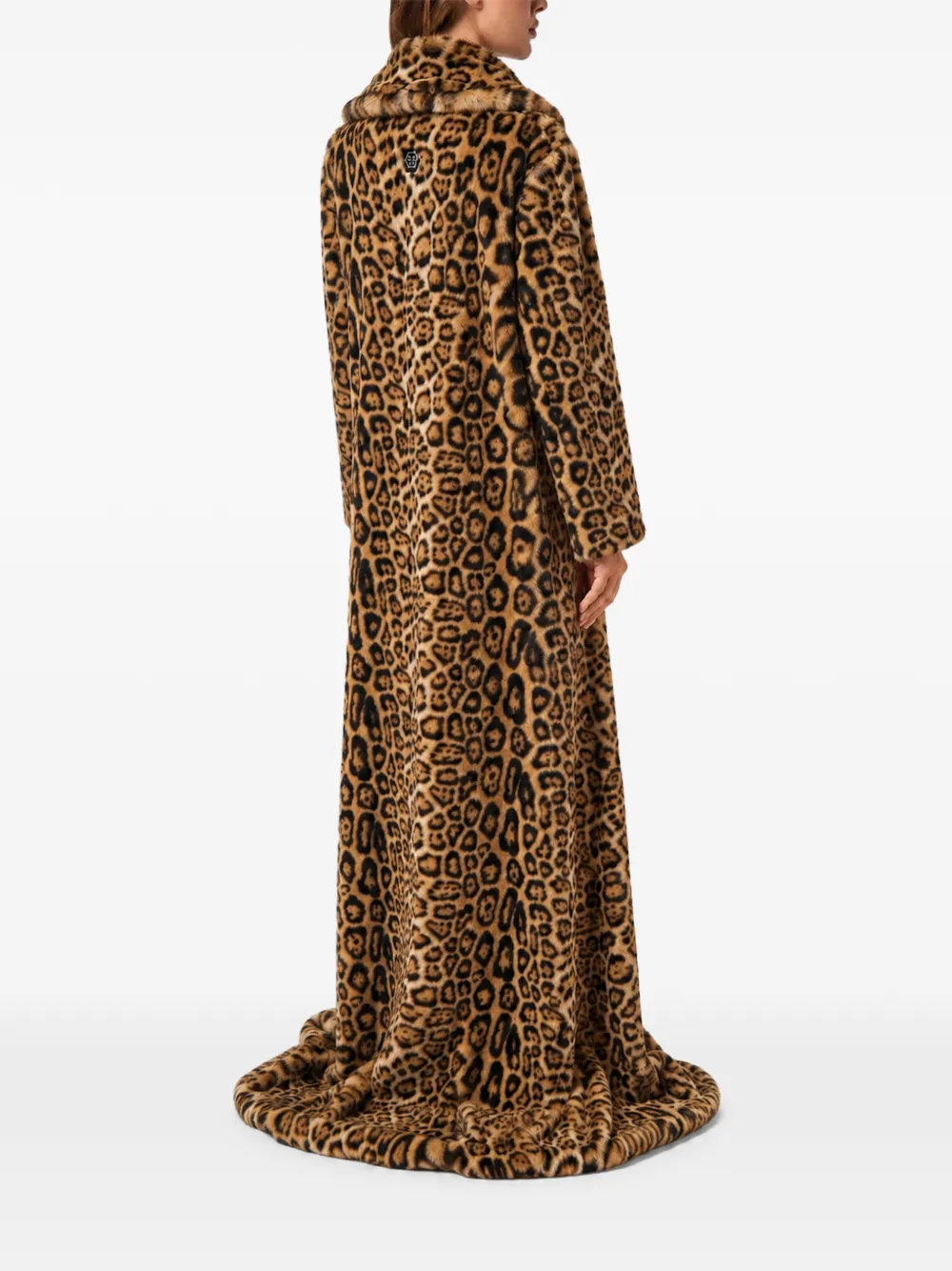 Philipp Plein super long eco mink coat leopard Bruin
