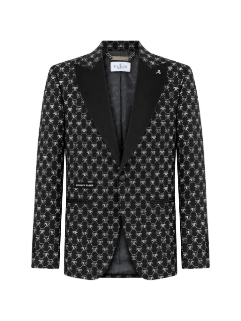 Philipp Plein velvet glitter monogram blazer
