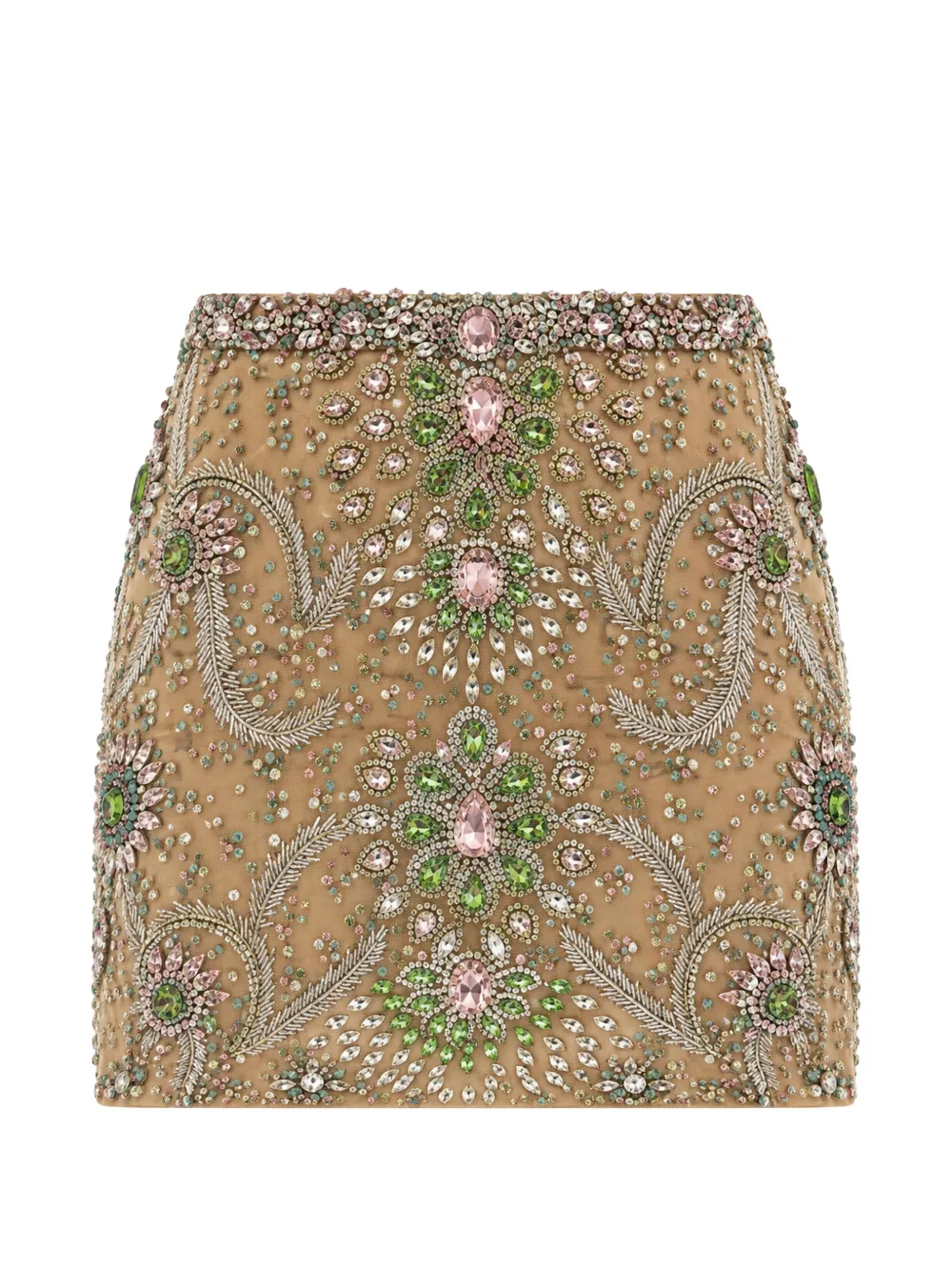 Philipp Plein crystal-embellished tulle mini skirt Beige