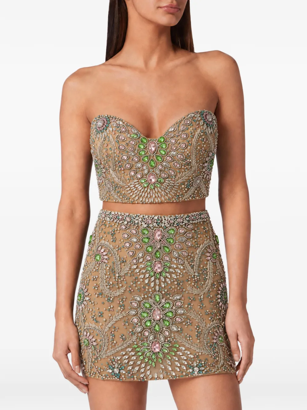 Philipp Plein Top verfraaid met kristallen Beige