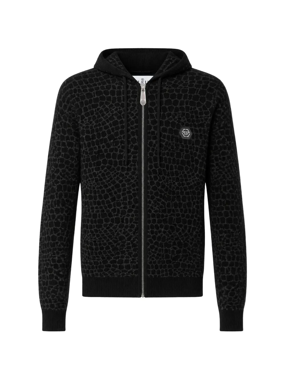 Philipp Plein wool cashmere zip hoodie Cocco - Nero