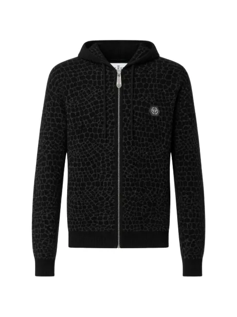 Philipp Plein wool cashmere zip hoodie Cocco