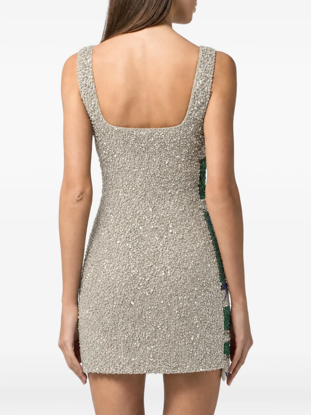 Philipp Plein crystal-embellished slit-detail mini dress Zilver