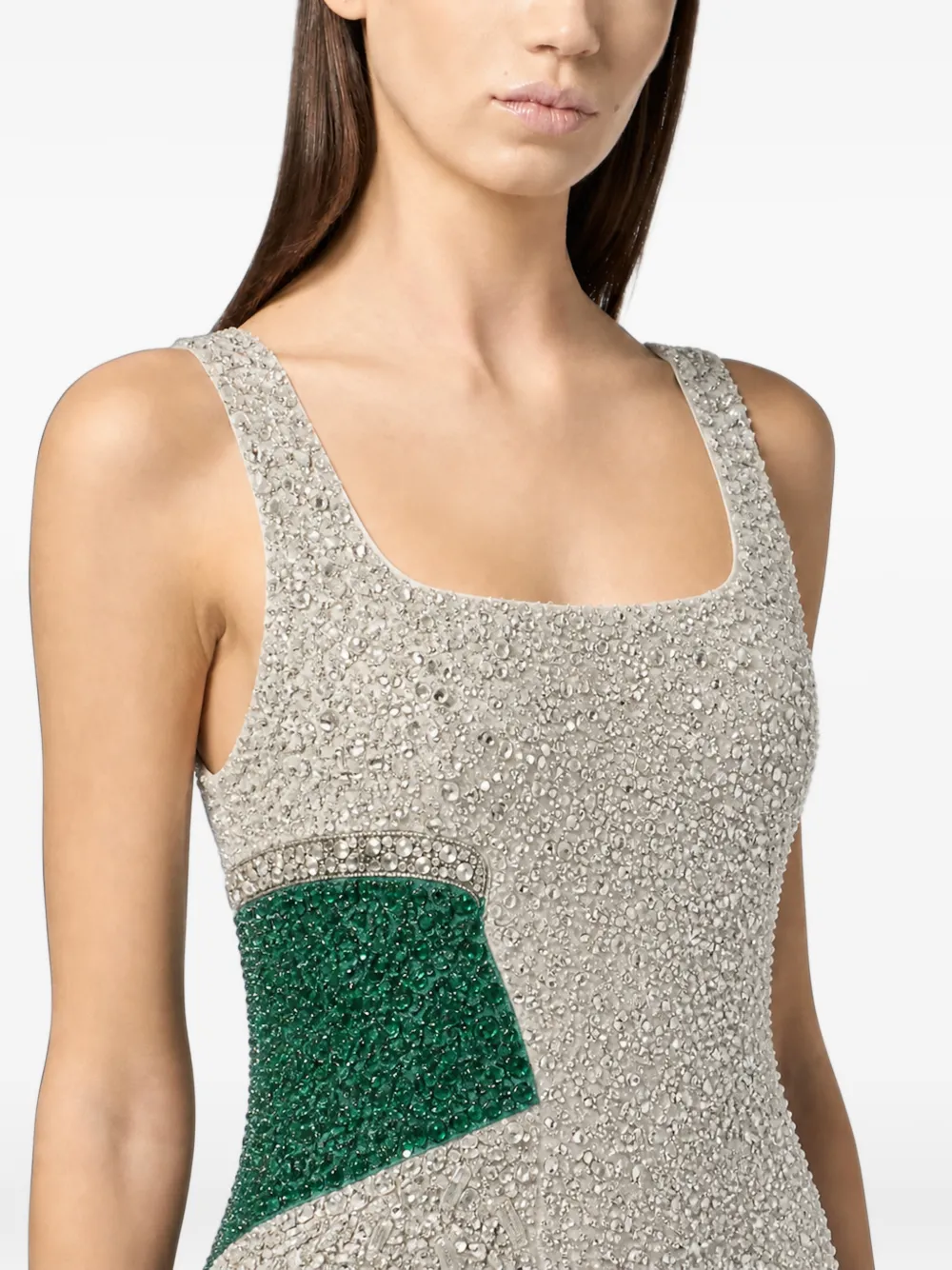 Philipp Plein crystal-embellished slit-detail mini dress Zilver