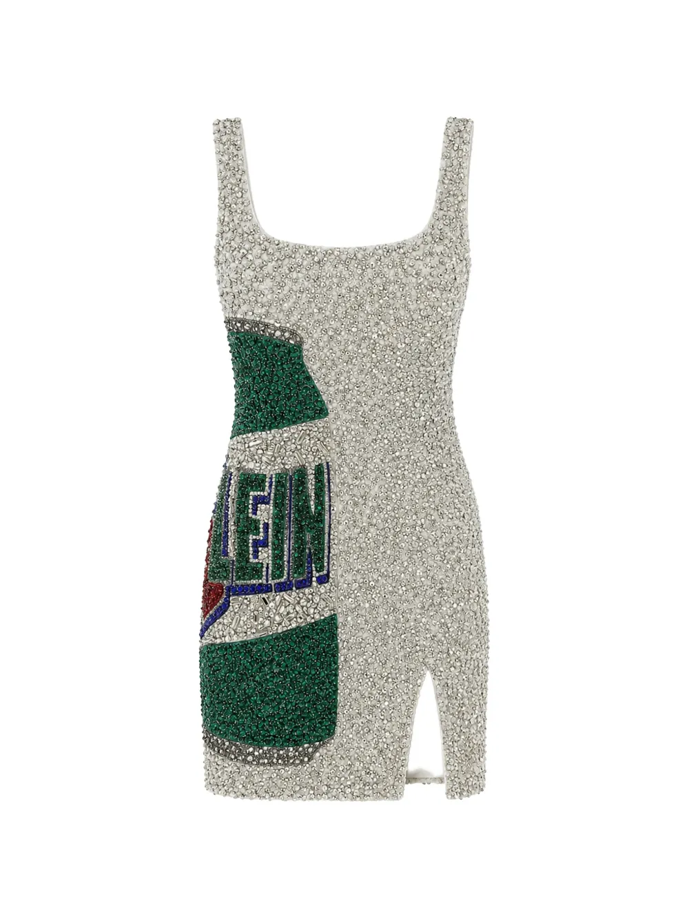 Philipp Plein crystal-embellished slit-detail mini dress Zilver
