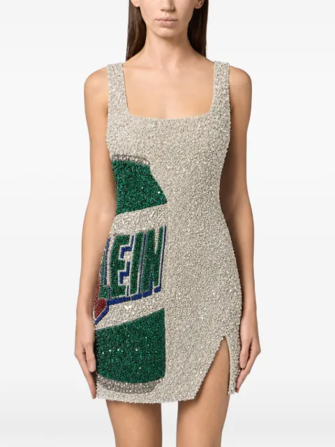 Philipp Plein crystal-embellished slit-detail mini dress