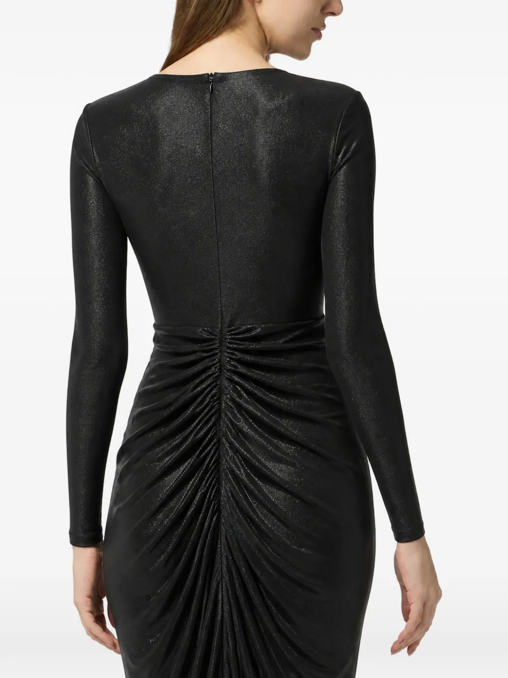 Philipp Plein shiny long dress Zwart