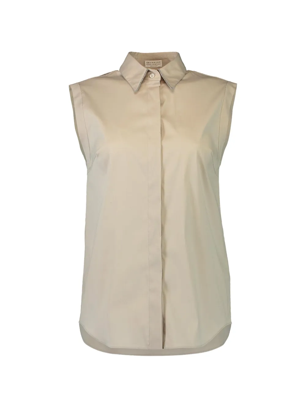 Brunello Cucinelli Monili-trim sleeveless shirt - Neutrals