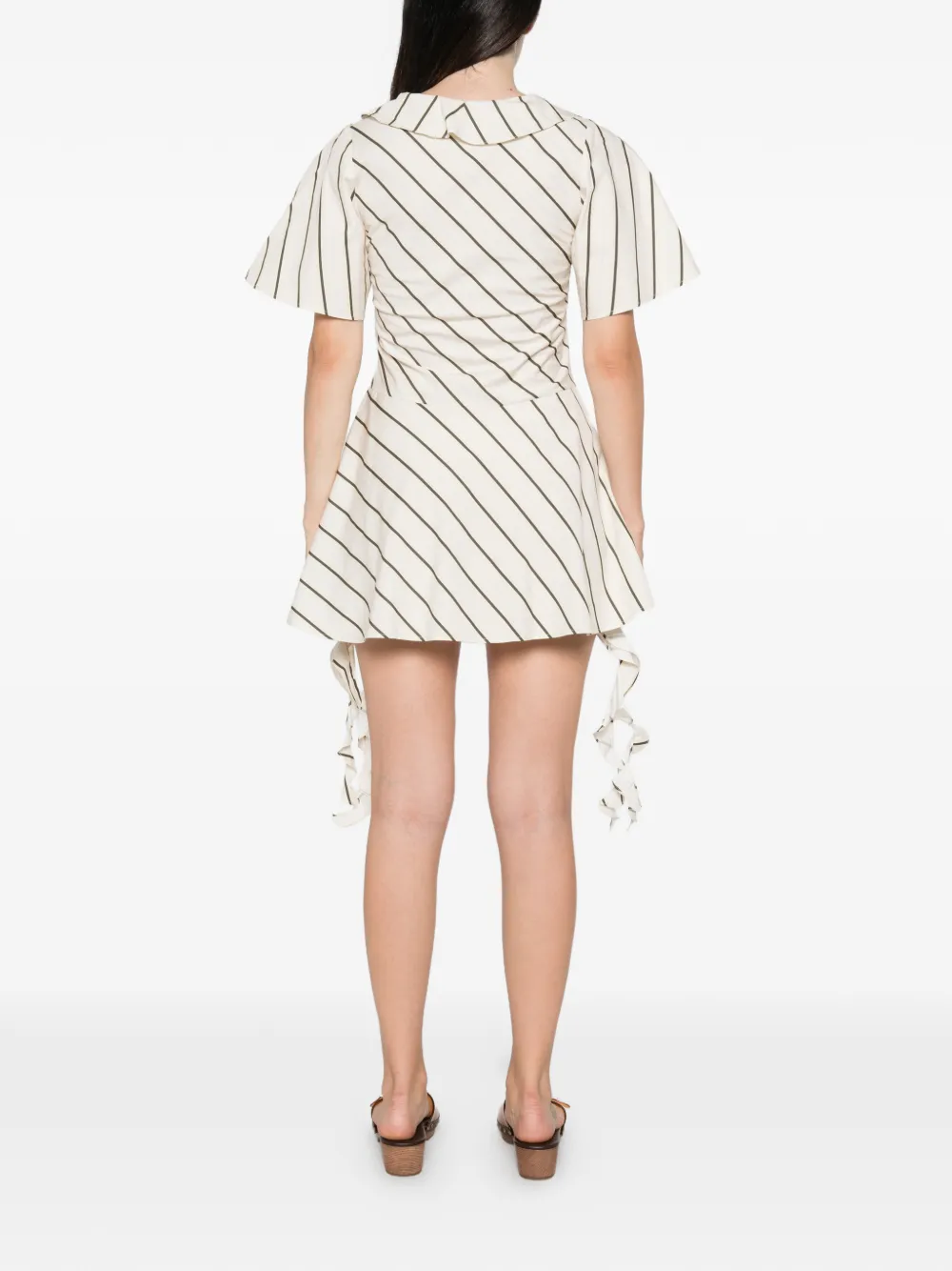 Maggie Marilyn Olympia gestreepte mini-jurk met ruches Beige