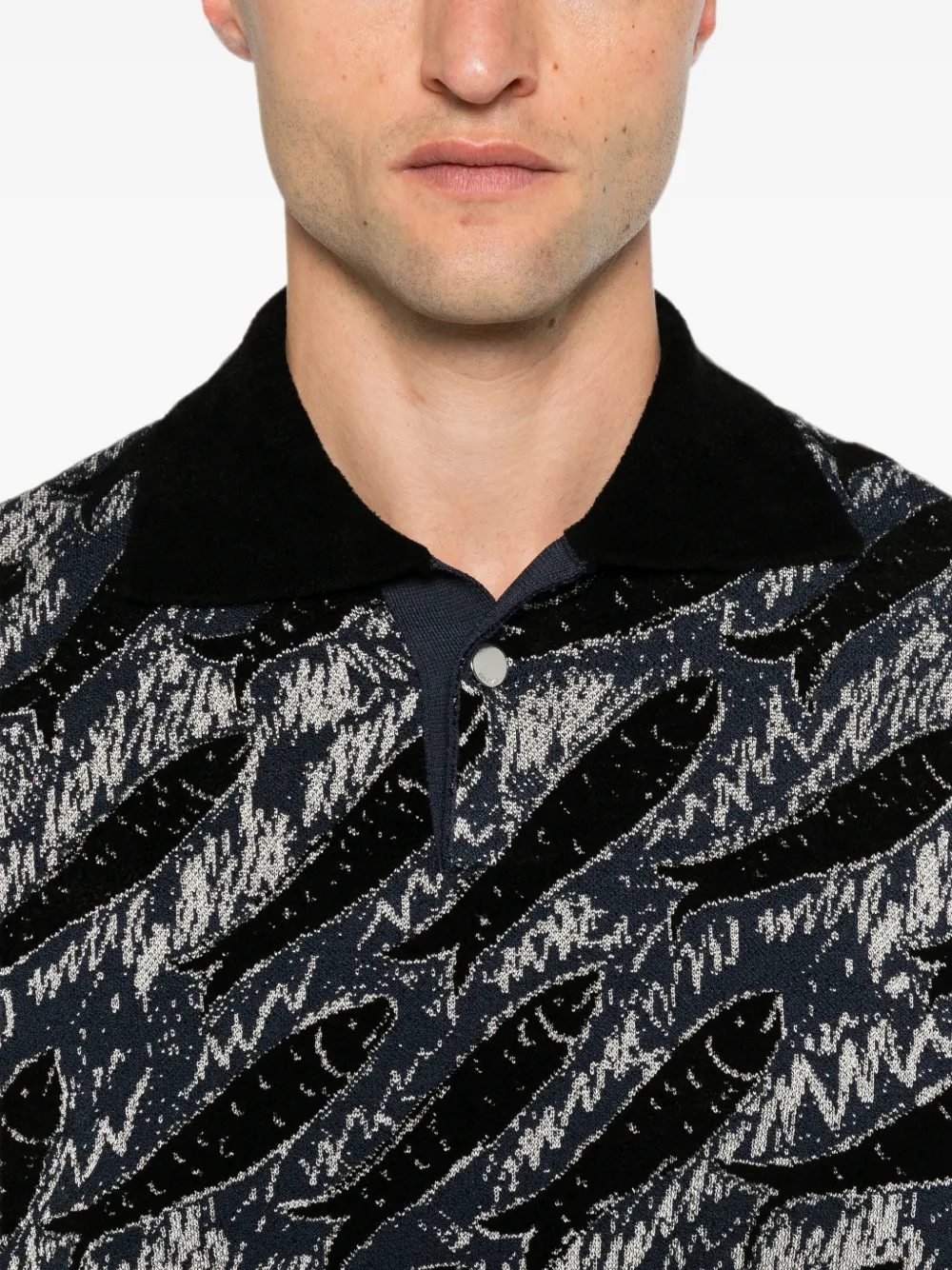 Jacquemus Poloshirt met visprint Zwart