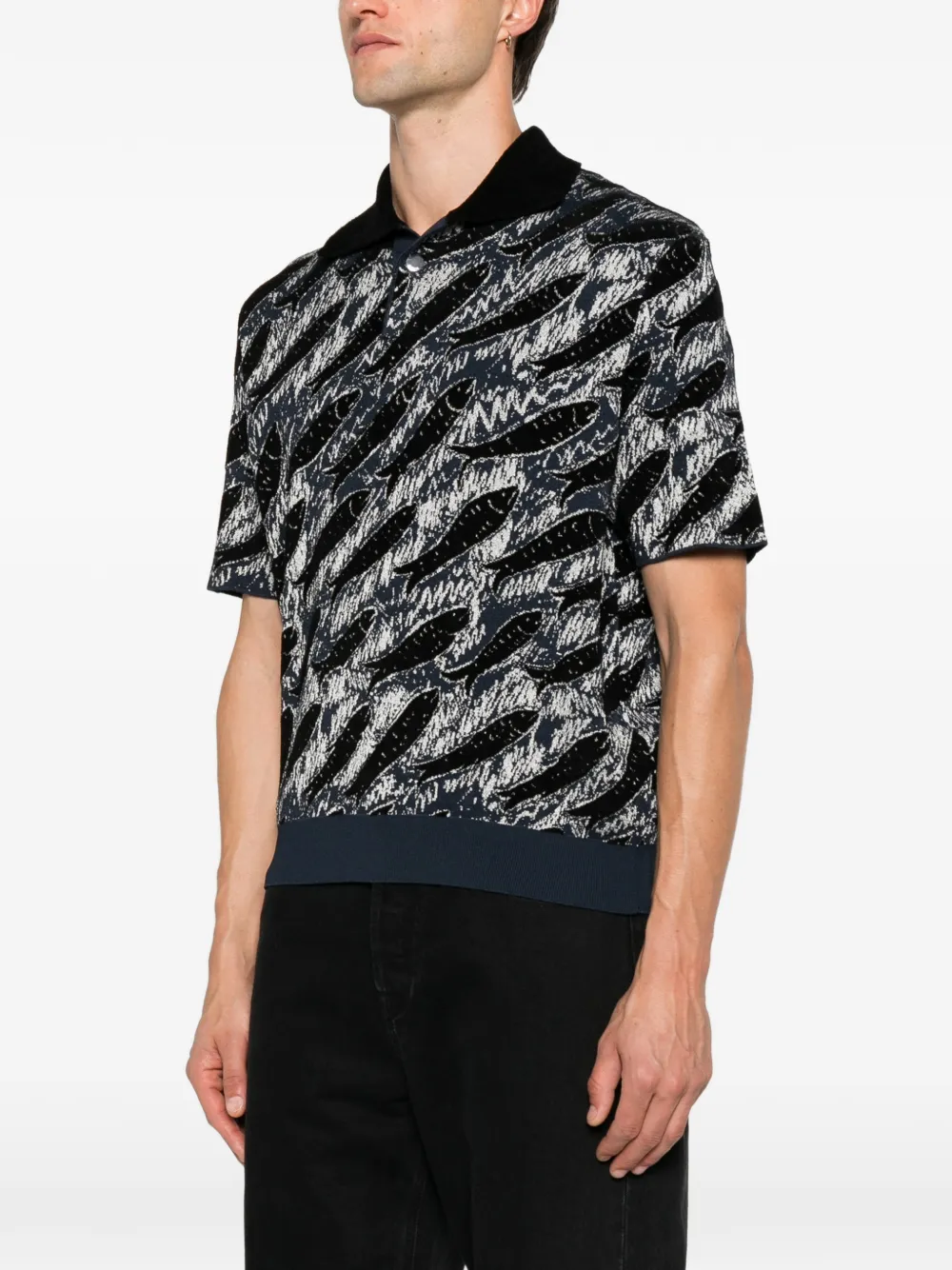 Jacquemus Poloshirt met visprint Zwart