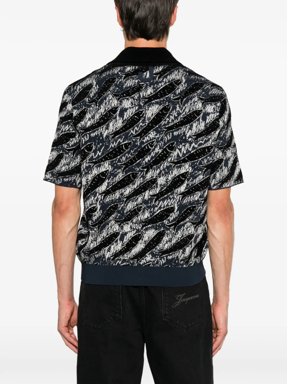Jacquemus Poloshirt met visprint Zwart