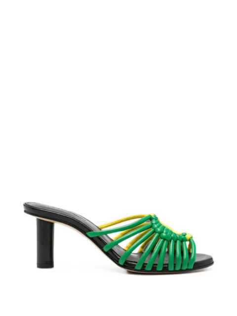 JW Anderson woven heeled leather plot sandals in bright green & yellow