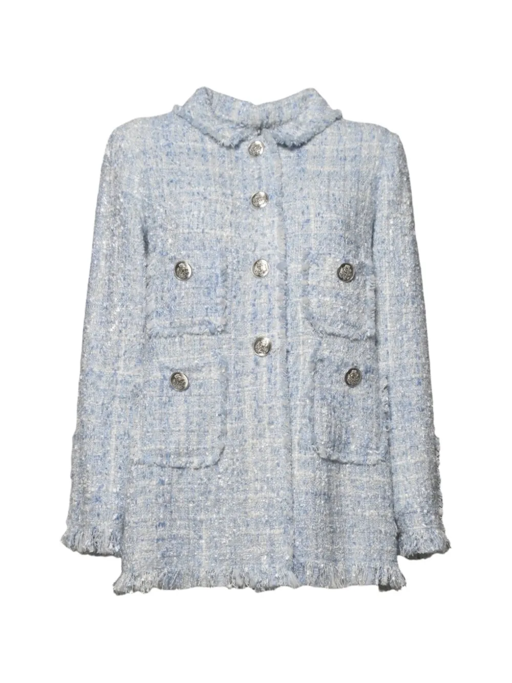 Charlott tweed frayed-edge jacket - Blau