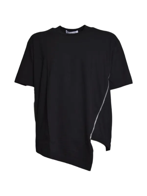 BLACK Comme des Garcons ジッパーシャツ Comme Des Garçons Shirt Asymmetric zip-detail T-shirt | Black