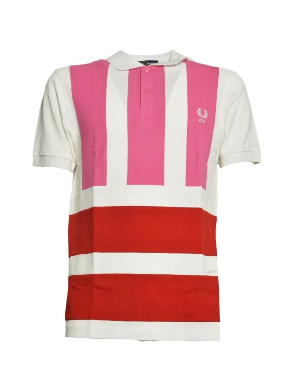 Comme Des Garçons striped logo-embroidered polo shirt - Weiß