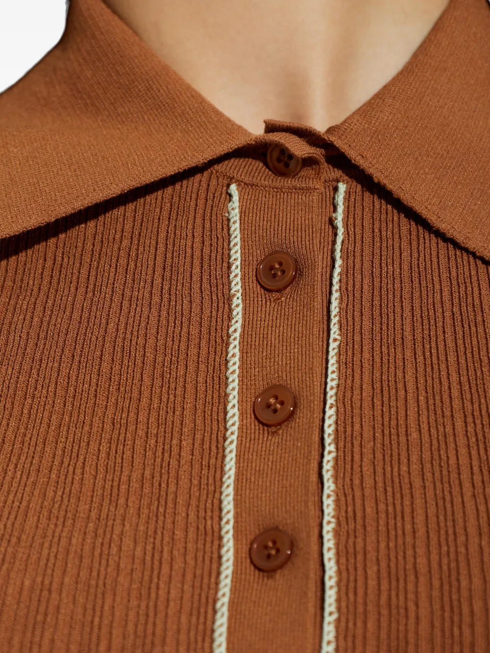 By Malene Birger Benita ribgebreid poloshirt Bruin