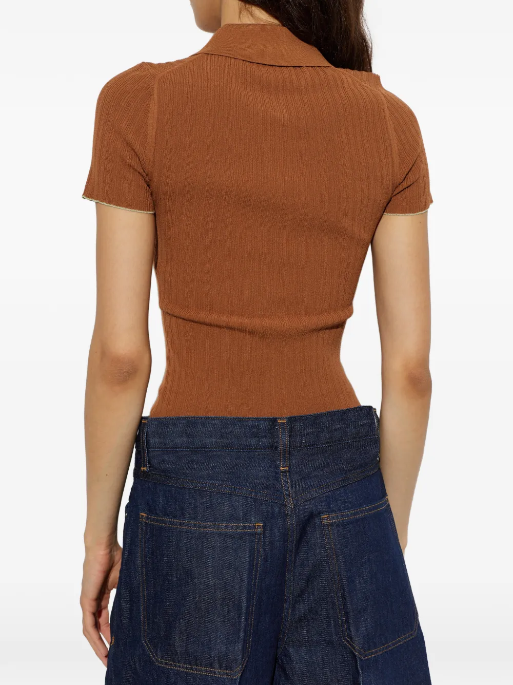 By Malene Birger Benita ribgebreid poloshirt Bruin