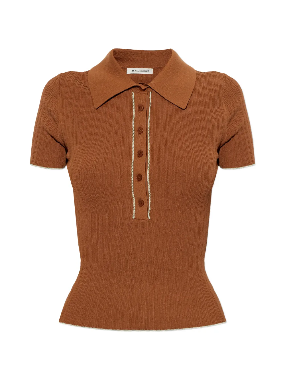 By Malene Birger Benita ribbed-knit polo shirt - Marrone