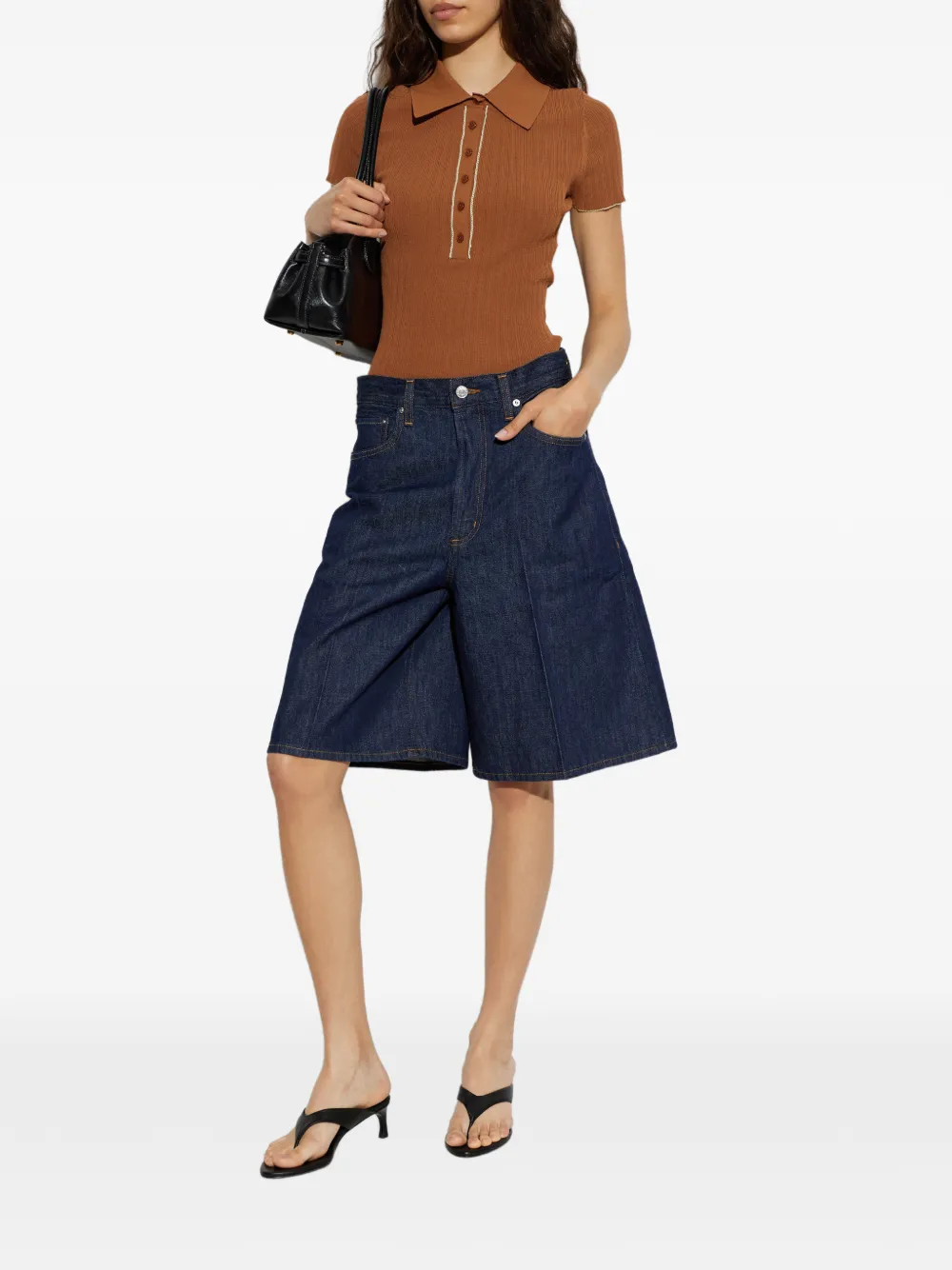 By Malene Birger Benita ribgebreid poloshirt Bruin