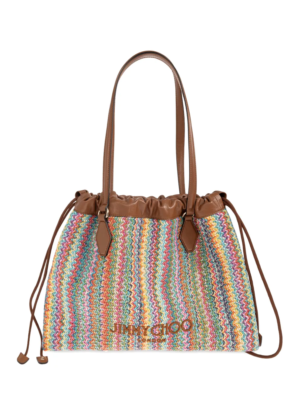 Jimmy Choo zigzag drawstring tote bag - Marrone