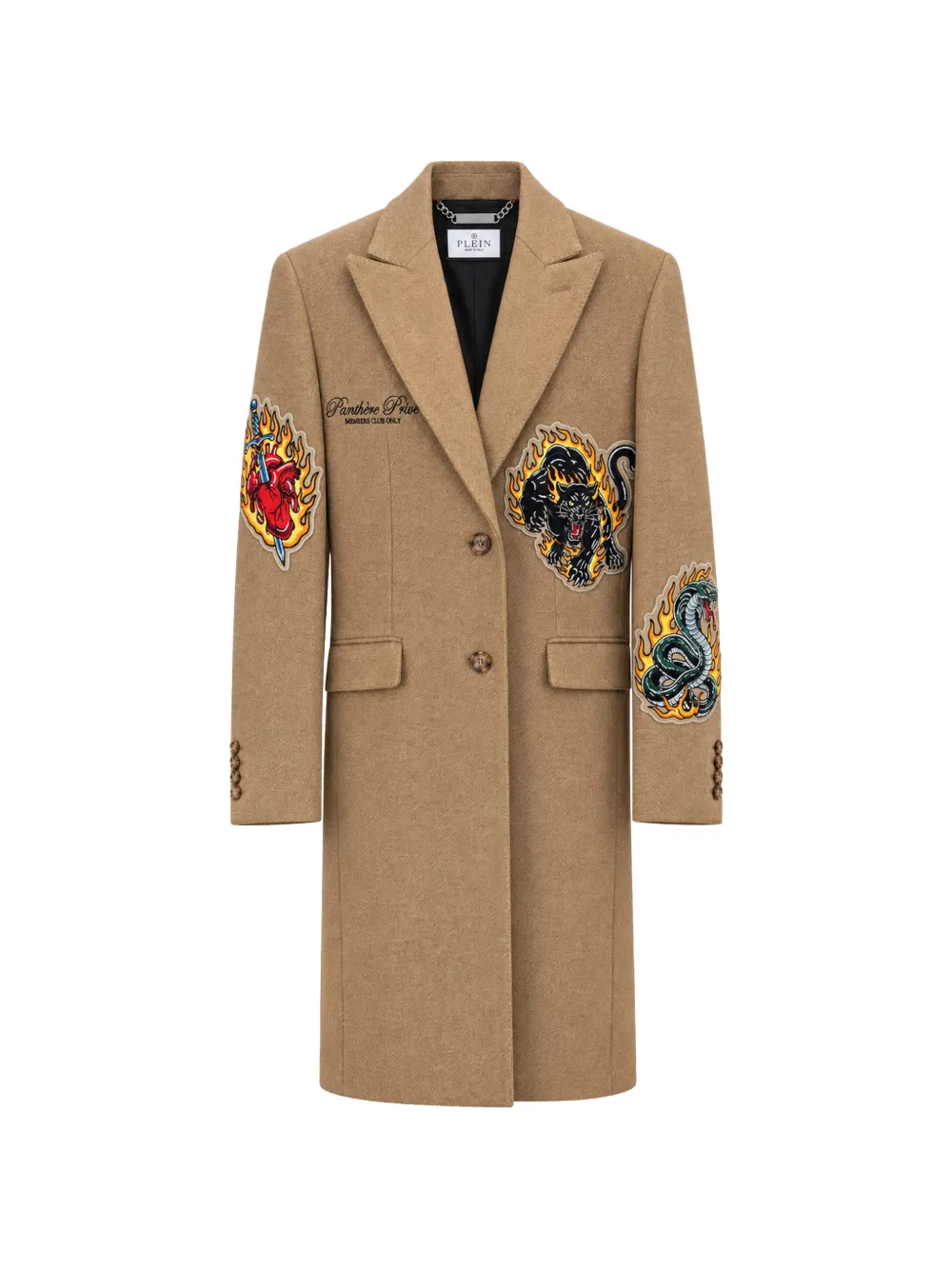 Philipp Plein Gianni fit urban jungle patches coat Beige