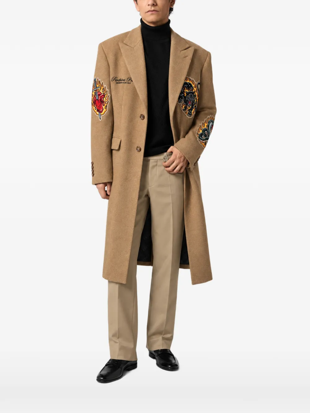 Philipp Plein Gianni fit urban jungle patches coat Beige