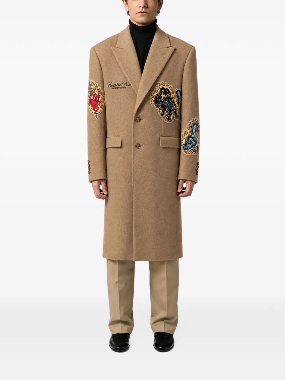 Philipp Plein Gianni fit urban jungle patches coat Beige