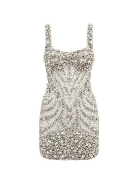 Philipp Plein tulle nude short evening dress pearls crystals