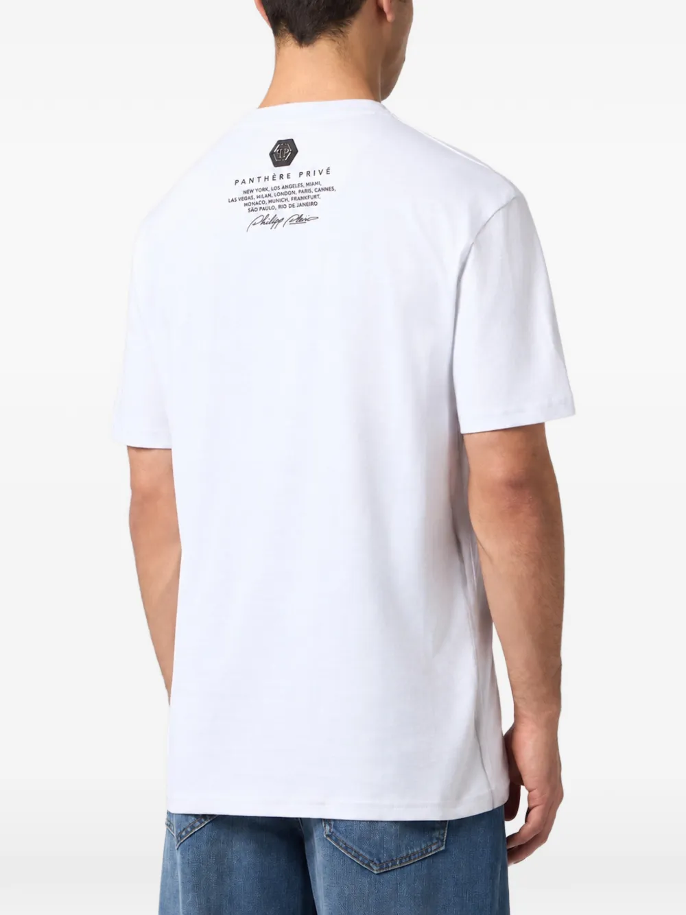 Philipp Plein round-neck T-Shirt panther skull stones Wit
