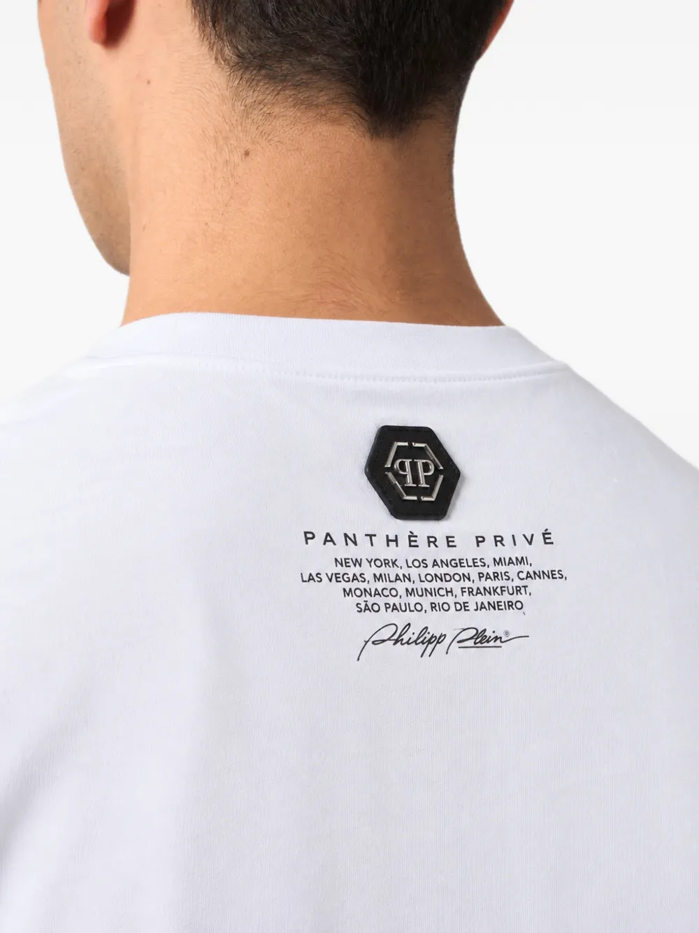 Philipp Plein round-neck T-Shirt panther skull stones Wit