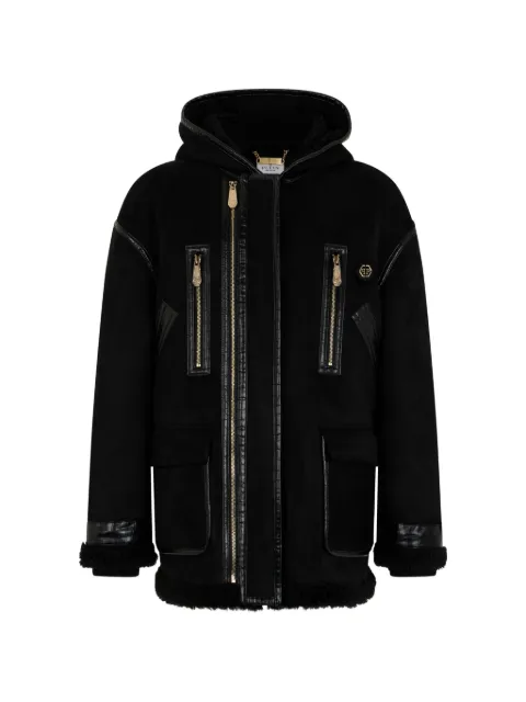 Philipp Plein abrigo con efecto de piel de cocodrilo y capucha