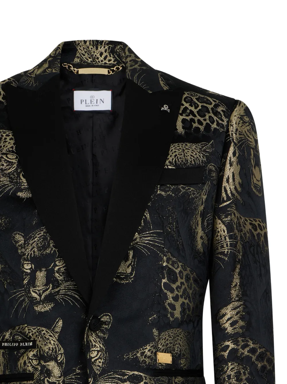 Philipp Plein Regular-fit blazer met jacquard en luipaarden Zwart