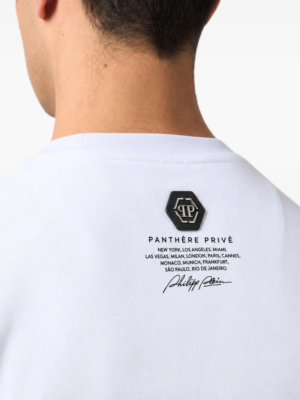 Philipp Plein round-neck T-Shirt teddy flames stones Wit
