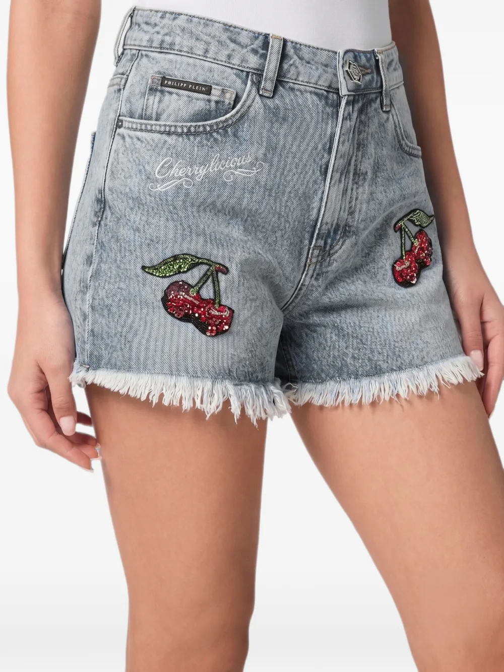 Philipp Plein Shorts met riemlussen Blauw