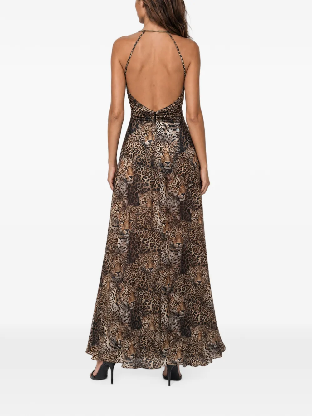 Philipp Plein Lange jurk met open rug Bruin