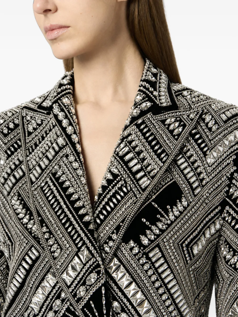 Philipp Plein Blazer met geometrisch patroon en verfraaid met kristallen Zwart
