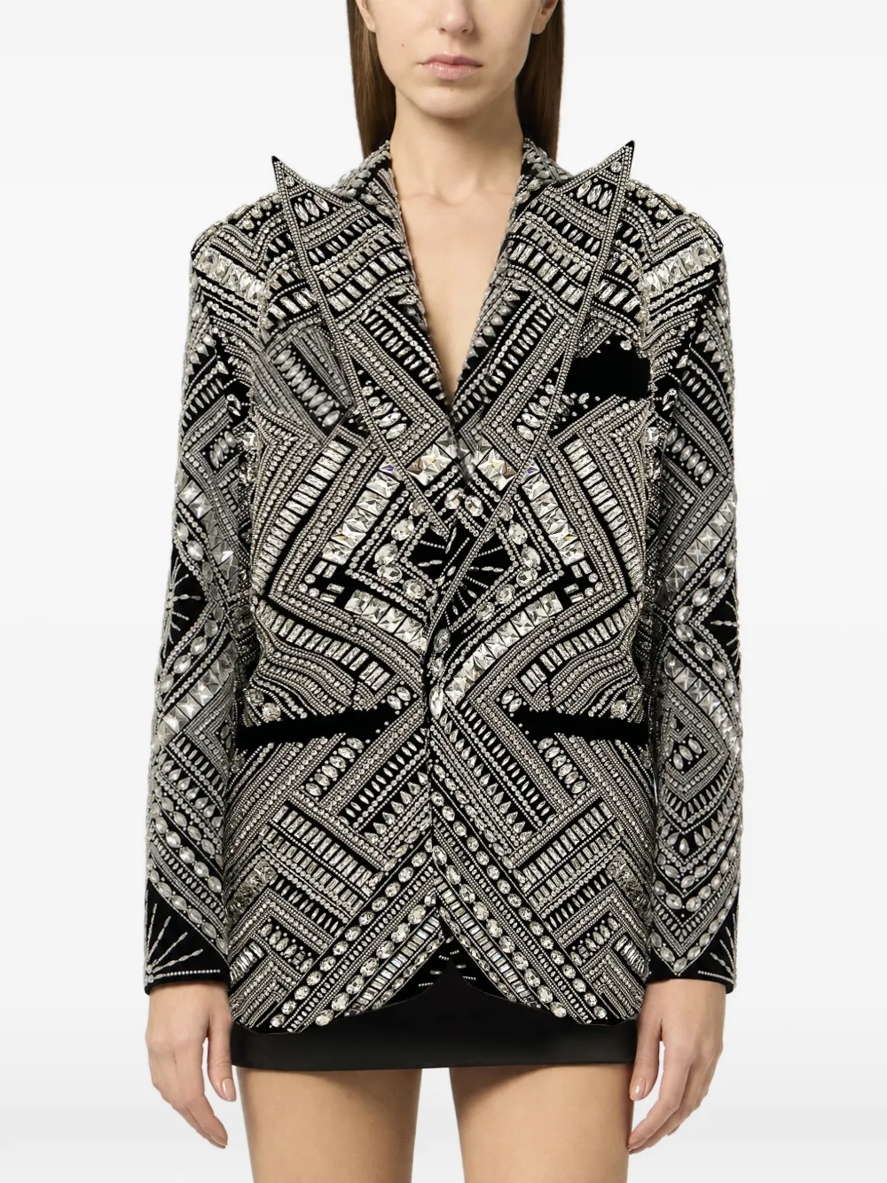 Philipp Plein Blazer met geometrisch patroon en verfraaid met kristallen Zwart