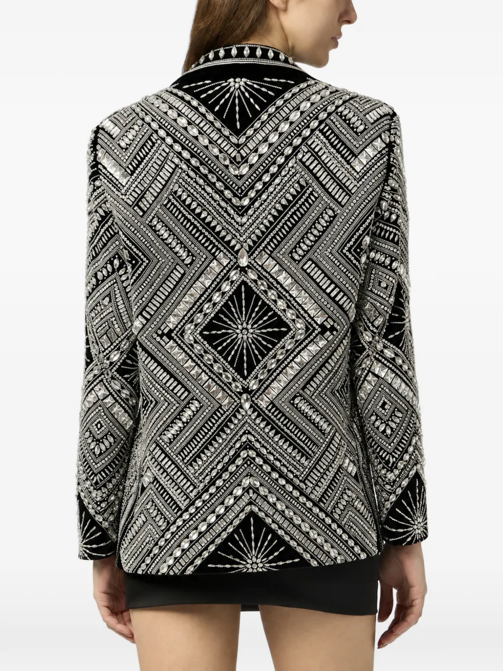 Philipp Plein Blazer met geometrisch patroon en verfraaid met kristallen Zwart