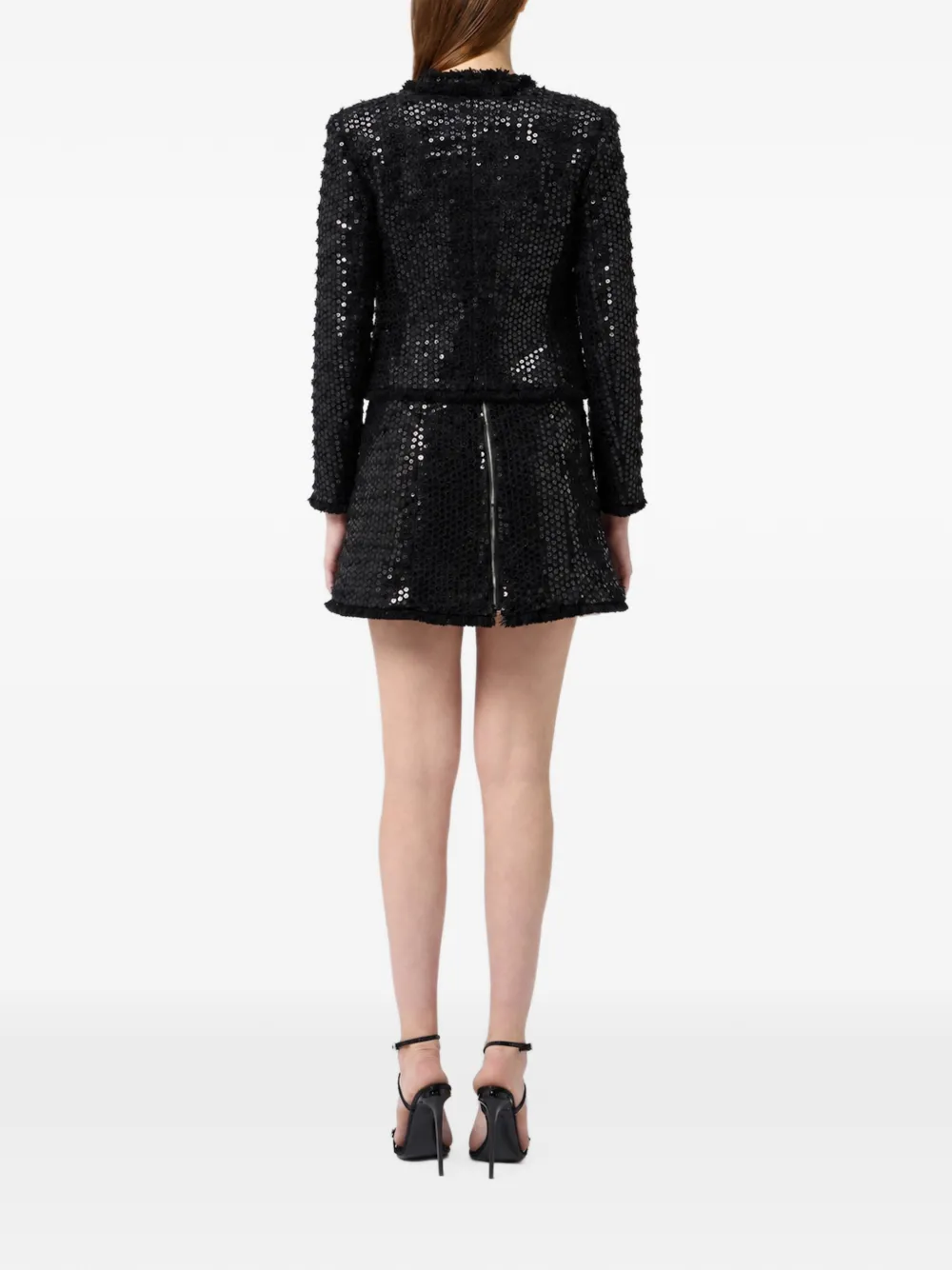 Philipp Plein tweed bolero paillettes Zwart
