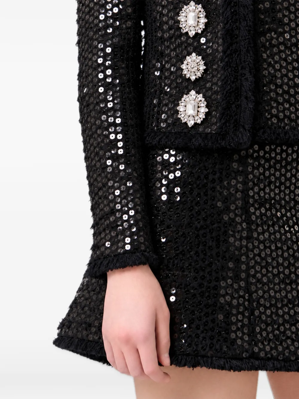 Philipp Plein tweed bolero paillettes Zwart