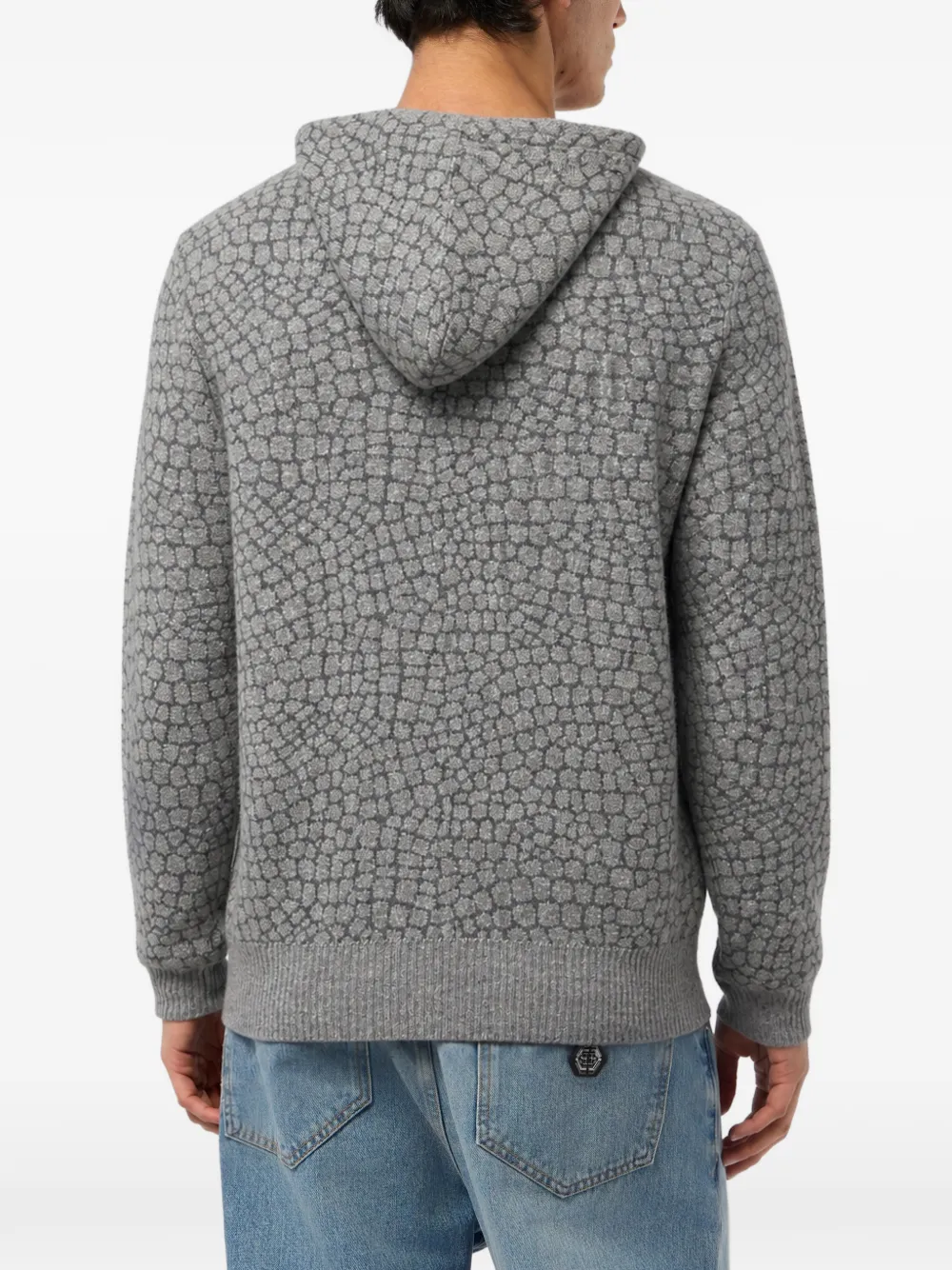 Philipp Plein Wollen kasjmier hoodie met rits Grijs