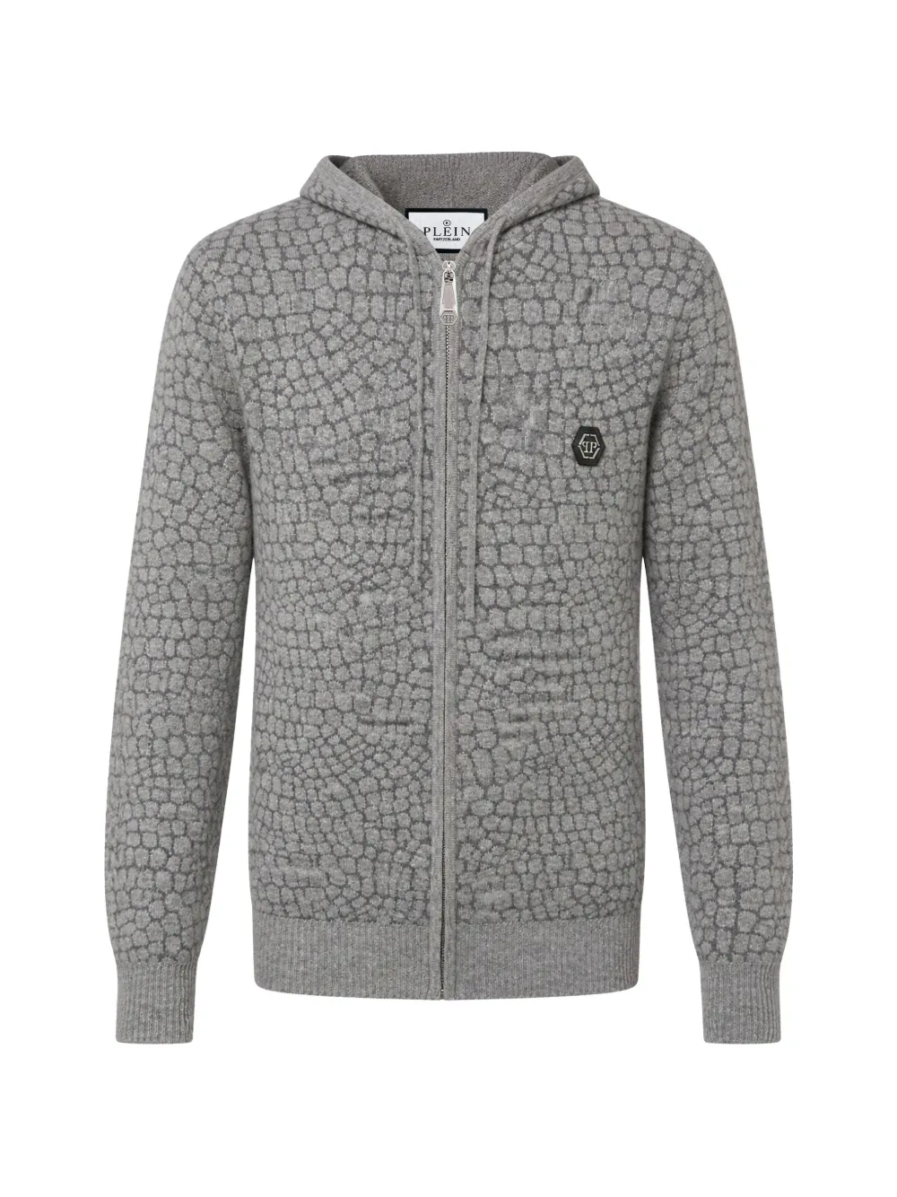 Philipp Plein wool cashmere zip hoodie Cocco - Grigio