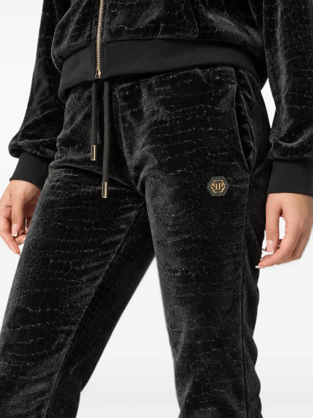 Philipp Plein chenille jogging pants cocco Zwart