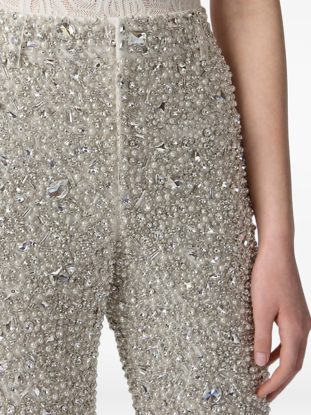 Philipp Plein Broek verfraaid met kristallen en imitatieparels Zilver