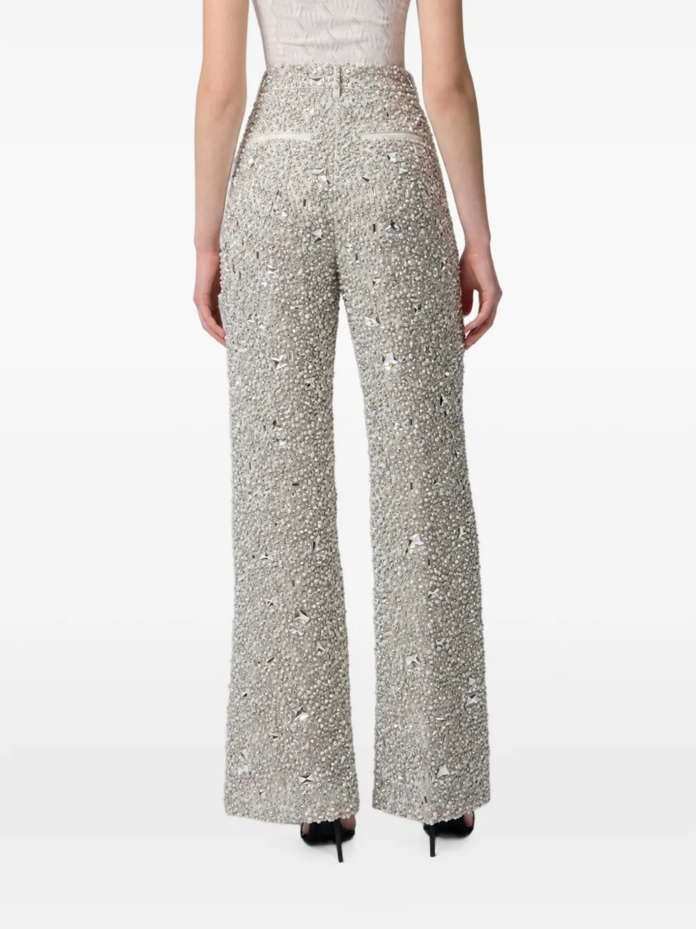 Philipp Plein Broek verfraaid met kristallen en imitatieparels Zilver